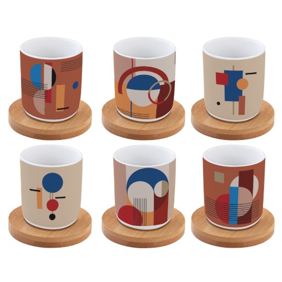 Set van 6 kop en schotels, porselein, 70ml, "Bauhaus" - Easy Life