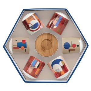 Set 6 tazze con piattino, porcellana, 70ml, "Bauhaus" - Easy Life