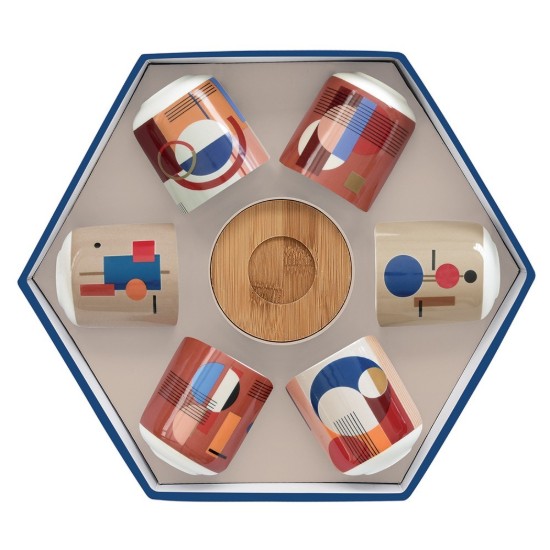 Set van 6 kop en schotels, porselein, 70ml, "Bauhaus" - Easy Life