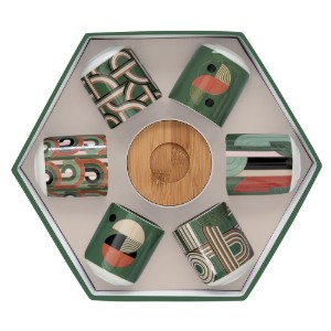 Set 6 tazze con piattino, porcellana, 70ml, "Geometrical" - Easy Life