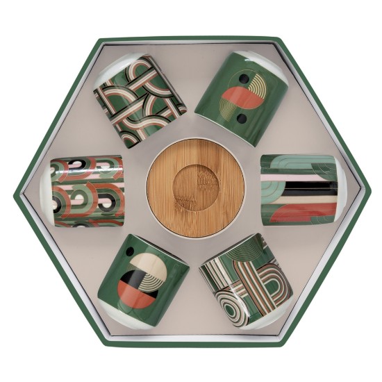 Set van 6 kop en schotels, porselein, 70 ml, "Geometrical" - Easy Life
