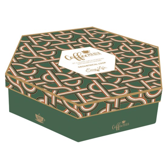 Set van 6 kop en schotels, porselein, 70 ml, "Geometrical" - Easy Life