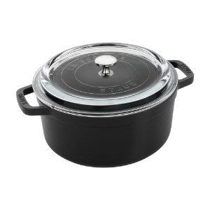 Pentola Cocotte in ghisa, con coperchio in vetro, 24 cm/3,8 L, Nero - Staub