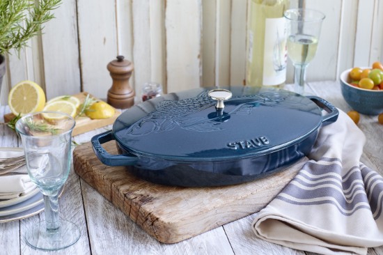 Vas oval pentru cuptor, fonta, 33cm/2,8L, "La Mer" - Staub