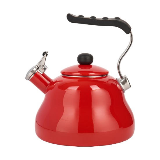 Pfeifkessel, Edelstahl, 2L, Rot - La Cafetière