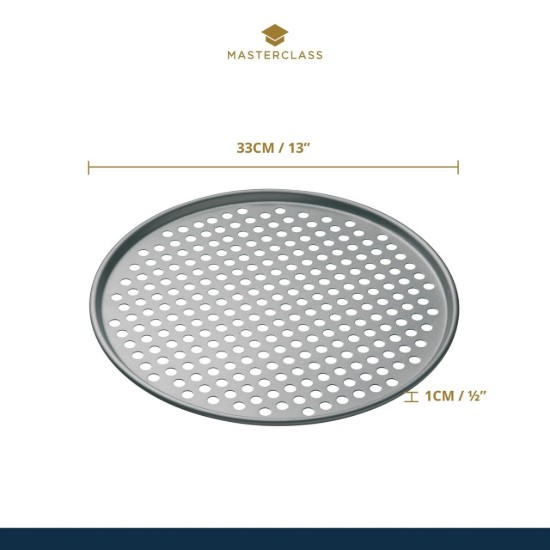 Pizzaplaat, geperforeerd, 33 cm, staal - van Kitchen Craft