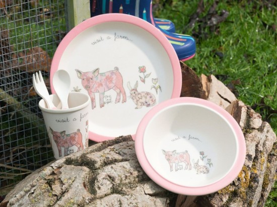 5-delige serveerset "Visit a farm Pig" voor kinderen - van Kitchen Craft
