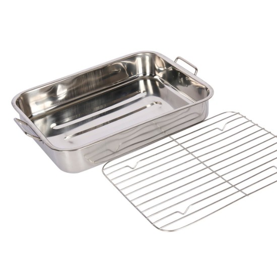 Edelstahltablett mit abnehmbarem Grill, 38 x 27,5 cm - von Kitchen Craft