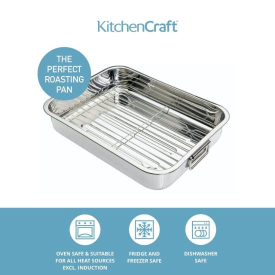 Edelstahltablett mit abnehmbarem Grill, 38 x 27,5 cm - von Kitchen Craft