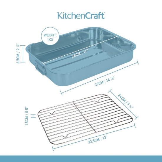 Edelstahltablett mit abnehmbarem Grill, 38 x 27,5 cm - von Kitchen Craft