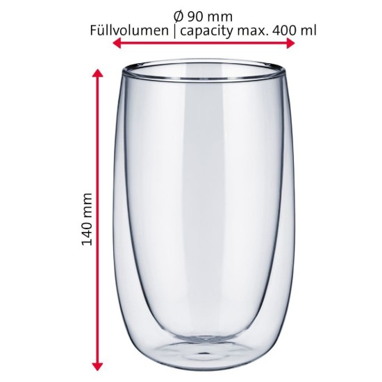 Set di 2 bicchieri a doppia parete per latte macchiato, 400 ml - Westmark