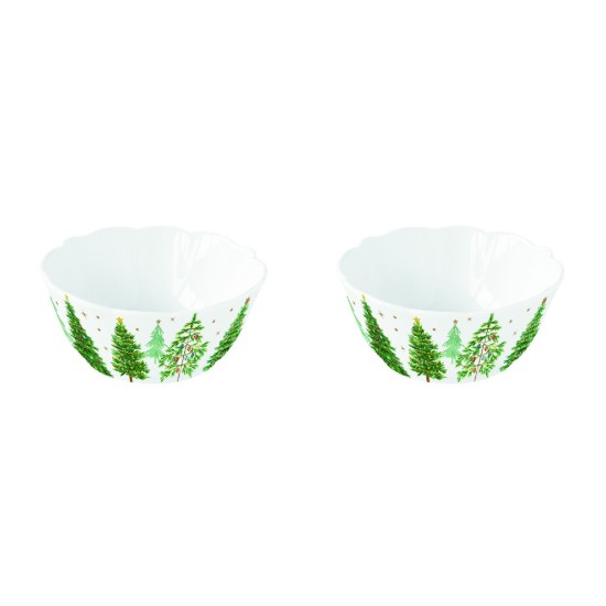Sada 2 misek, porcelán, 14 cm, "Festive TREES" - Easy Life
