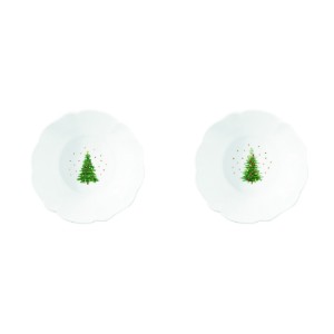 Set of 2 bowls, porcelain, 14 cm, "Festive TREES" - Easy Life