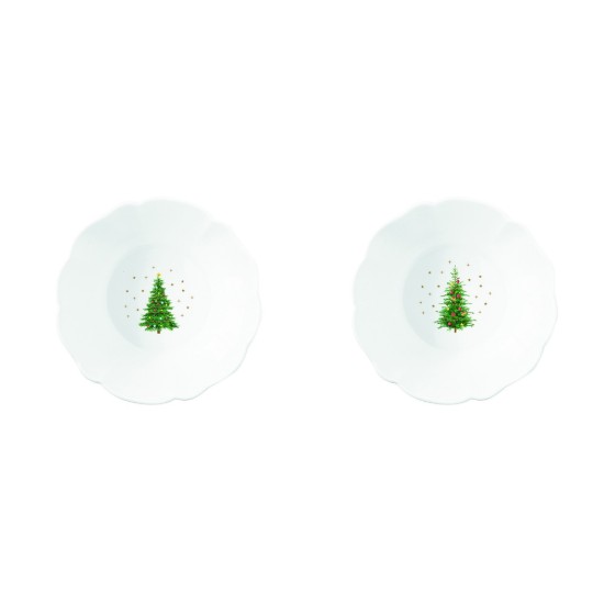 Sada 2 misek, porcelán, 14 cm, "Festive TREES" - Easy Life