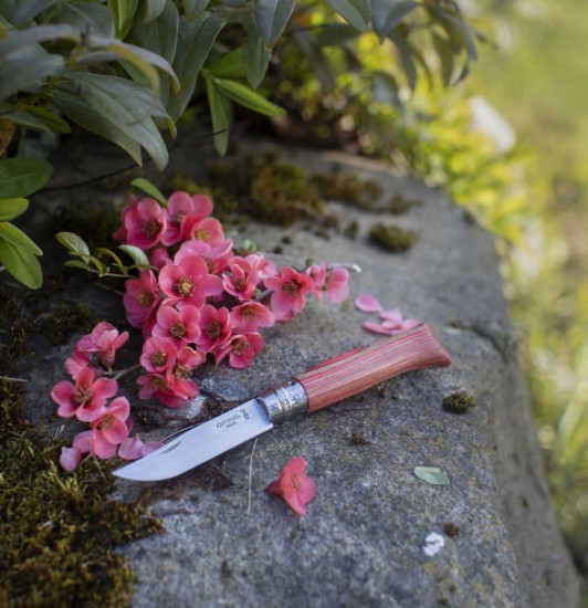 Zakmes N°08, roestvrij staal, 8,5 cm, "Tradition Luxe", Red Birch - Opinel