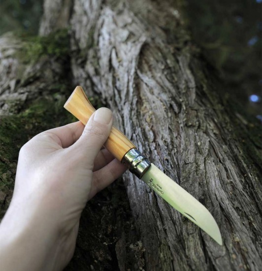 Zakmes N°09, roestvrij staal, 9cm, "Tradition Luxe", Olive - Opinel