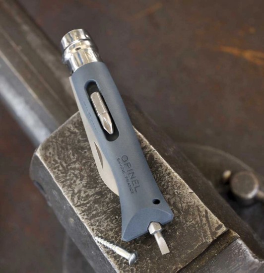 Coltello tascabile N°09, acciaio inossidabile, 8 cm, "DIY", Grey - Opinel