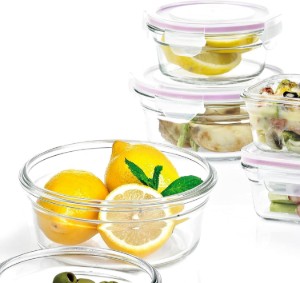 Set of 3 food storage containers, made from glass - Glasslock