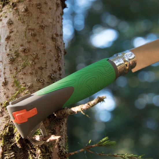 Taskunuga nr 12, puugieemaldajaga, "Explore", Green - Opinel