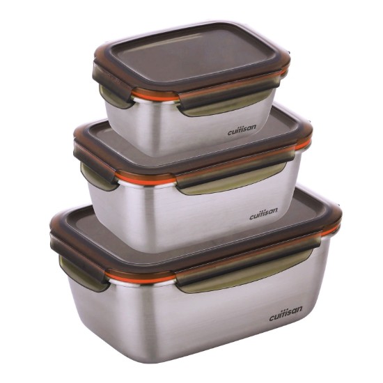 Set of 3 rectangular Flora food storage containers - Cuitisan