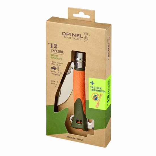 Zakmes N°12, met tekentrekker, "Explore", Orange - Opinel