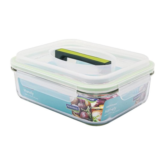 Food storage container with handle, "Handy" range, 2000 ml, made from glass - Glasslock
