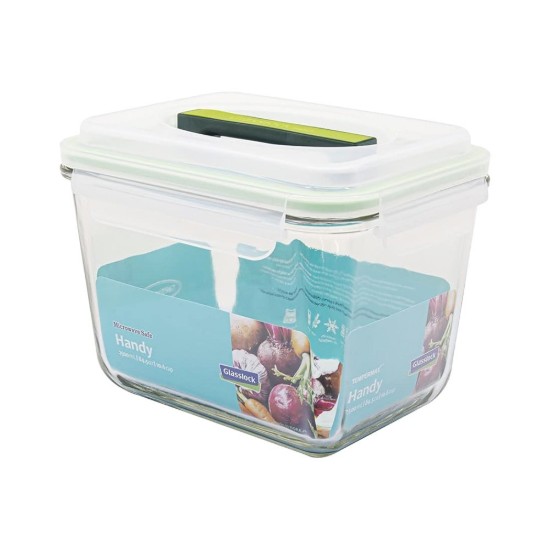 Food storage container with handle, "Handy", 2500 ml, glass - Glasslock