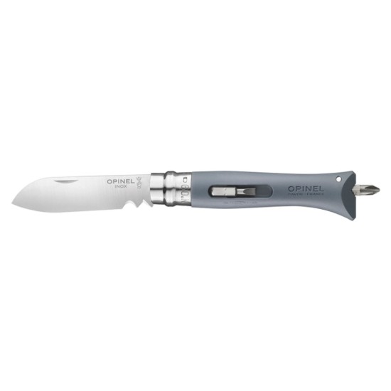 Coltello tascabile N°09, acciaio inossidabile, 8 cm, "DIY", Grey - Opinel