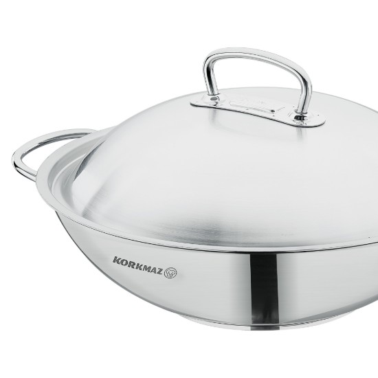 Wokpande, rustfrit stål, 32 cm / 5,2 L, "Proline" - Korkmaz