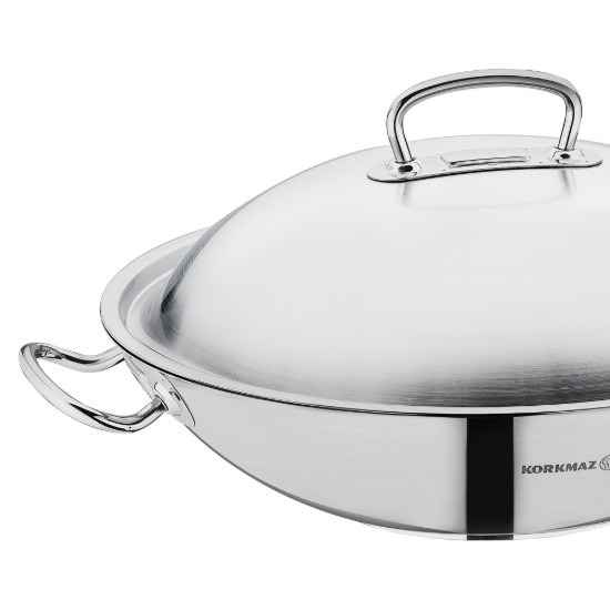 Wokpande, rustfrit stål, 36 cm / 6,8 L, "Proline" - Korkmaz