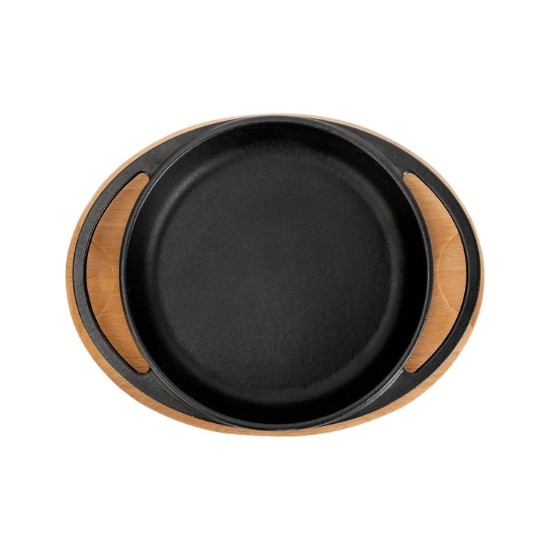 16-cm tray, cast iron, with wooden stand - LAVA brand