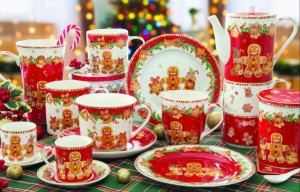 Set van 2 theekopjes met schotels, porselein, 100 ml, "Fancy Gingerbread" - Easy Life