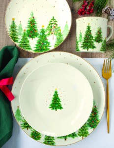 Stervormige schotel, porselein, 22,5 × 22,5 cm, "Festive TREES" - Easy Life