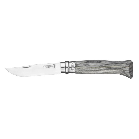  N°08 zakmes, roestvrij staal, 8,5 cm, "Tradition Luxe", Grey Birch - Opinel