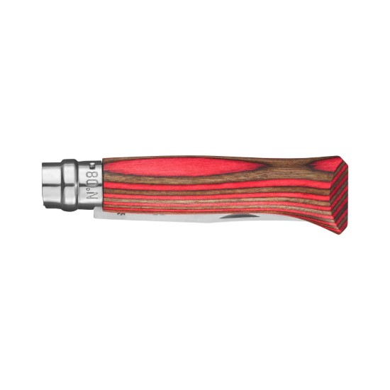 Zakmes N°08, roestvrij staal, 8,5 cm, "Tradition Luxe", Red Birch - Opinel