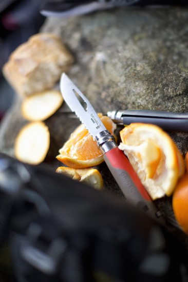 N°08 zakmes met fluitje, roestvrij staal, 8,5 cm, "Outdoor", Red - Opinel