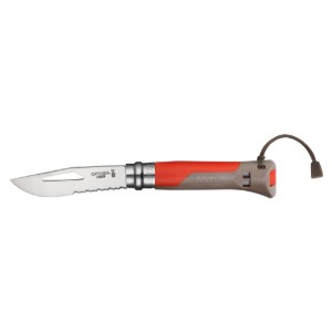 N°08 zakmes met fluitje, roestvrij staal, 8,5 cm, "Outdoor", Red - Opinel