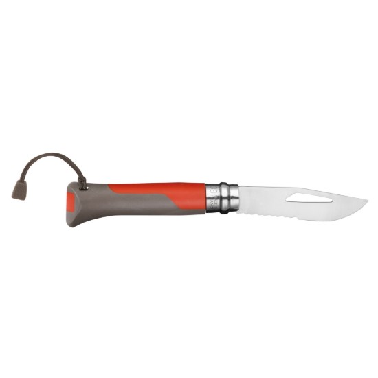 N°08 zakmes met fluitje, roestvrij staal, 8,5 cm, "Outdoor", Red - Opinel