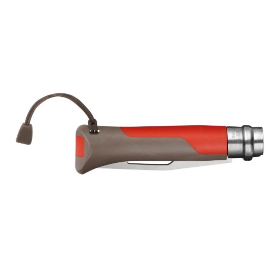 N°08 zakmes met fluitje, roestvrij staal, 8,5 cm, "Outdoor", Red - Opinel