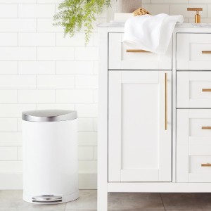 Pattumiera a pedale semitonda, 10 L, Acciaio Bianco - simplehuman