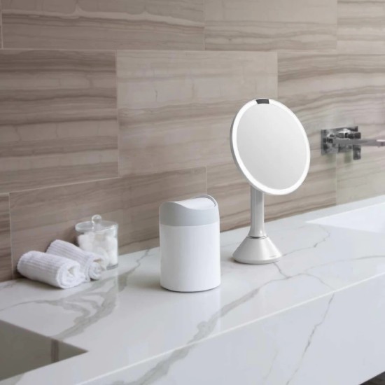 Mini pattumiera da tavolo, 1,5 L, White Steel - simplehuman
