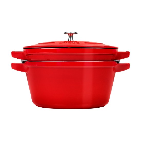 Set van 2 kookgerei Cocotte, gietijzer, 24 cm, Cherry - Staub