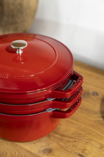 Set van 2 kookgerei Cocotte, gietijzer, 24 cm, Cherry - Staub