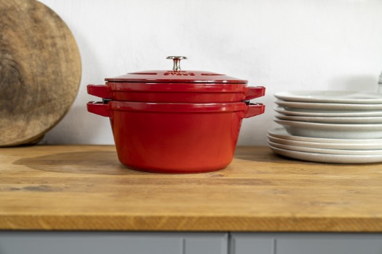 Set van 2 kookgerei Cocotte, gietijzer, 24 cm, Cherry - Staub
