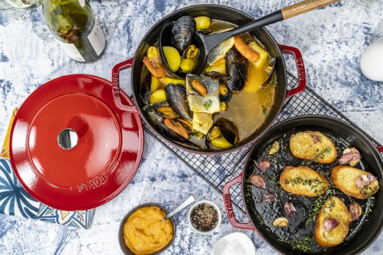 Set van 2 kookgerei Cocotte, gietijzer, 24 cm, Cherry - Staub