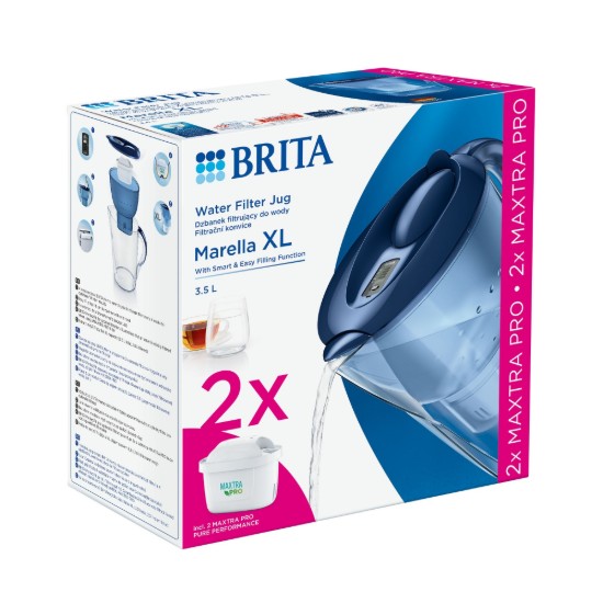 BRITA Marella XL 3.5 L starter-pack + 2 Maxtra PRO filters (blue)