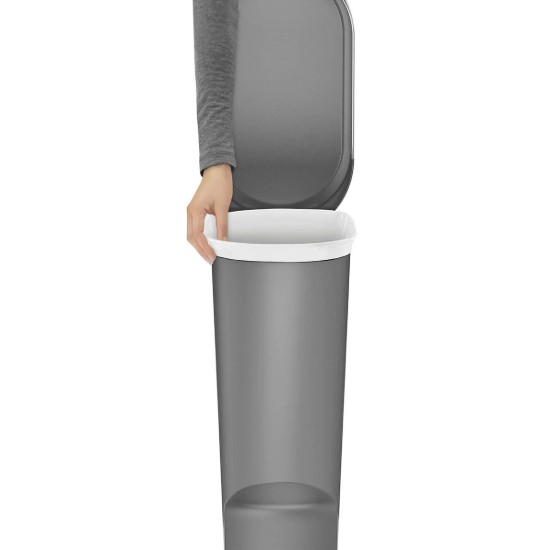 Pedal trash can, 40 L, plastic, Slim, Gray - simplehuman