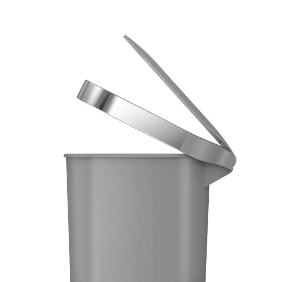 Pedal trash can, 40 L, plastic, Slim, Gray - simplehuman