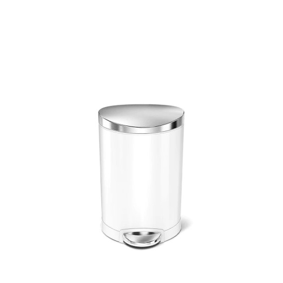 Vuilnisbak met pedaal, 6 L, roestvrij staal, Wit - simplehuman