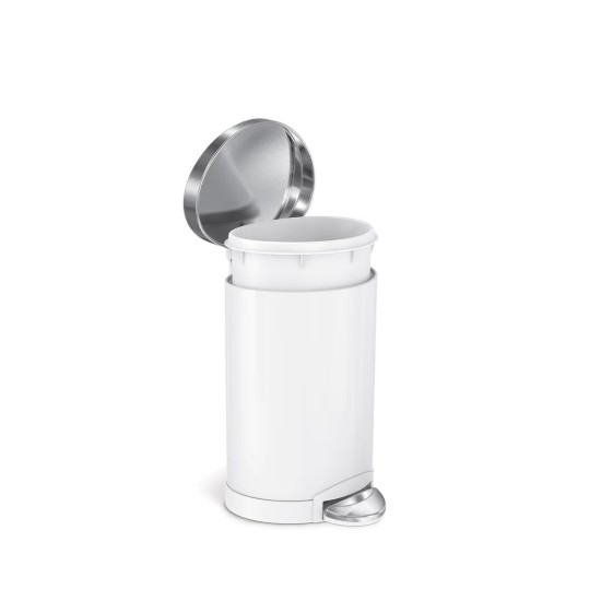 Vuilnisbak met pedaal, 6 L, roestvrij staal, Wit - simplehuman
